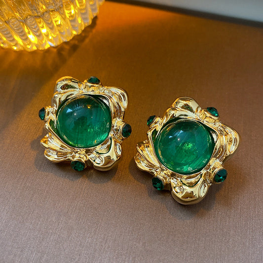 Baroque Green Glazed Earrings