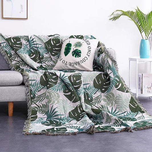 Green Leaves Throw Blanket